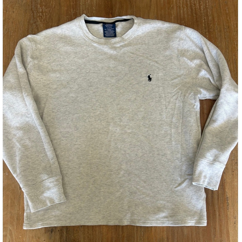 Polo by Ralph Lauren Light Gray Long Sleeve Crewneck Shirt with Navy Pony
